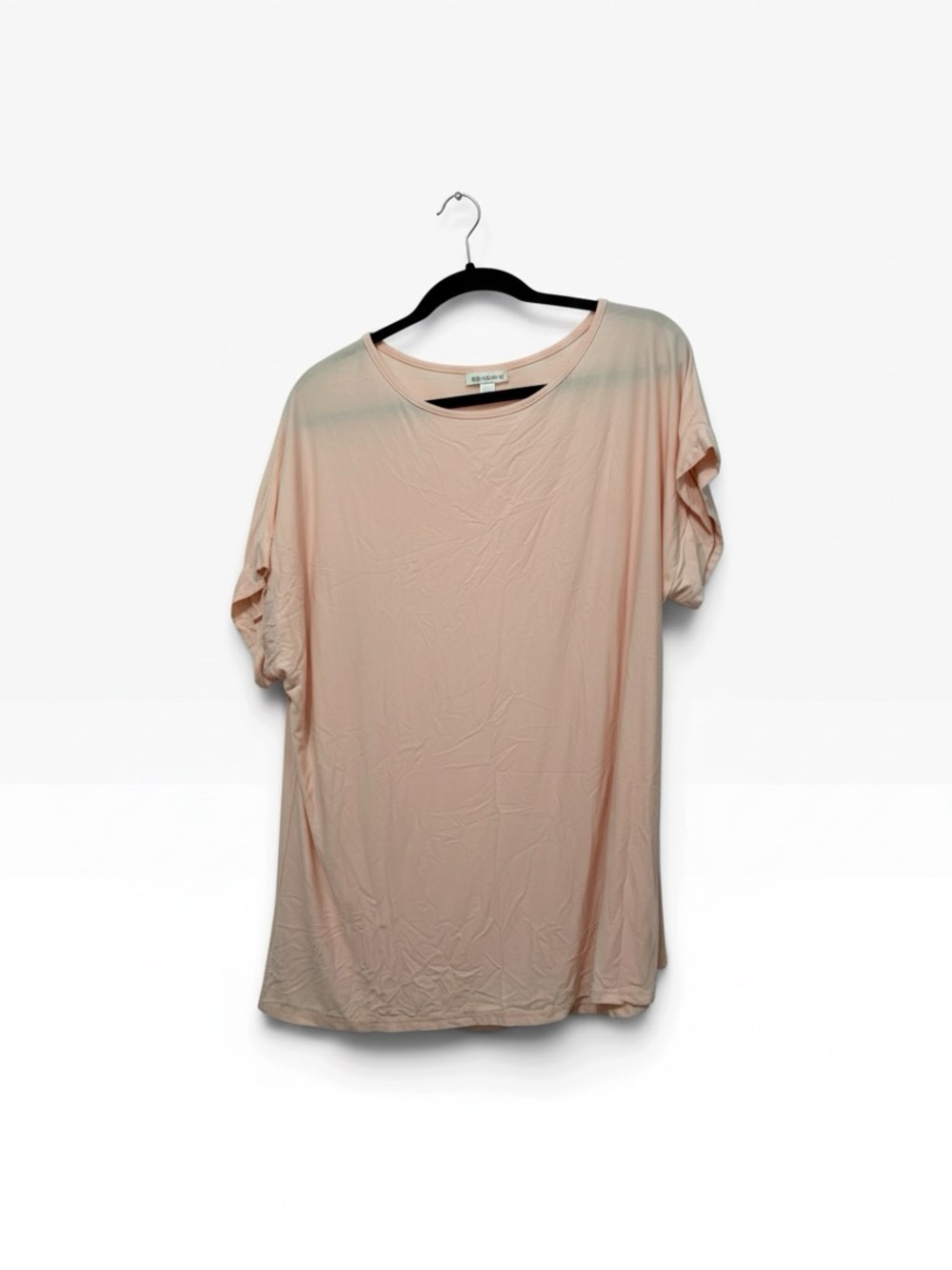 Boho Chic Pastel Pink Rolled Cuff T-Shirt Gold Sequins Pocket. PTP 24” - Picture 3 of 5